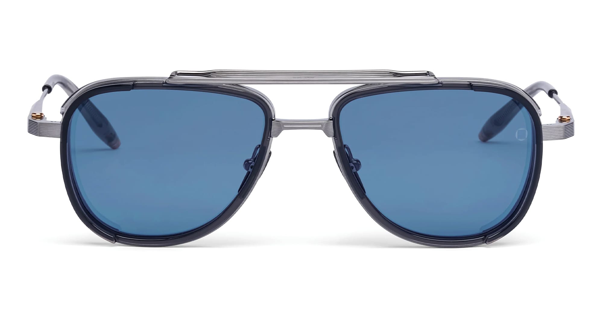 Ottica Mondello Roma - Akoni - AKS-525D-54 - SPITZER - BRUSHED BLACK PALLADIUM / CRYSTAL GREY - titanium, acetate - shape Pilot - Black, Grey - EYEWEAR - SUNGLASSES - Unisex,Uomo,Donna,Women,Men - lens Blue - Made In Japan