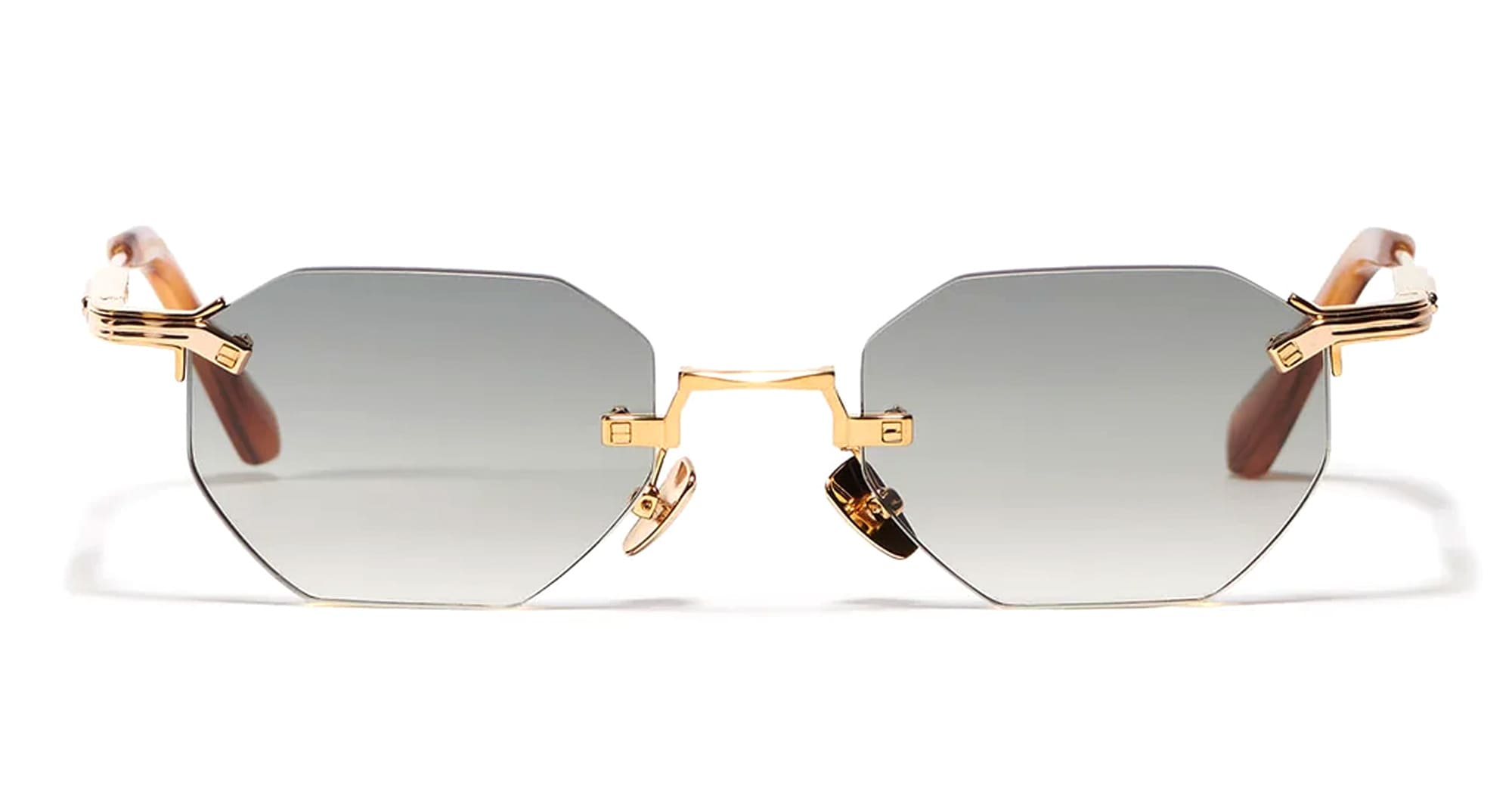 Ottica Mondello Roma - John Dalia - CURTIS-C408 - CURTIS - C408 YELLOW GOLD - stainless steel - shape Hexagonal - Gold - EYEWEAR - SUNGLASSES - Unisex,Uomo,Donna,Women,Men - lens Gradient grey - Made In France