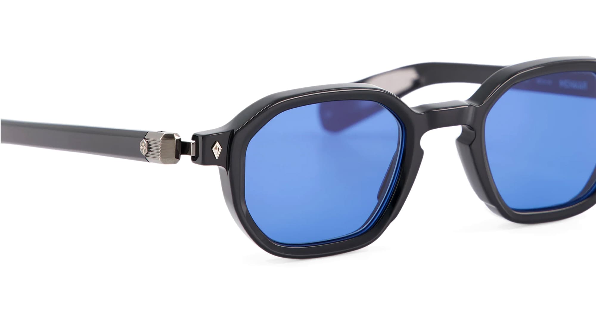 Ottica Mondello Roma - Sato - Menkar-N-AS-1 - MENKAR - NOIR / ANTIQUE SILVER - Acetate - shape Squared - black, silver - EYEWEAR - SUNGLASSES - Unisex,Uomo,Donna,Women,Men - lens Blue - Made In Japan