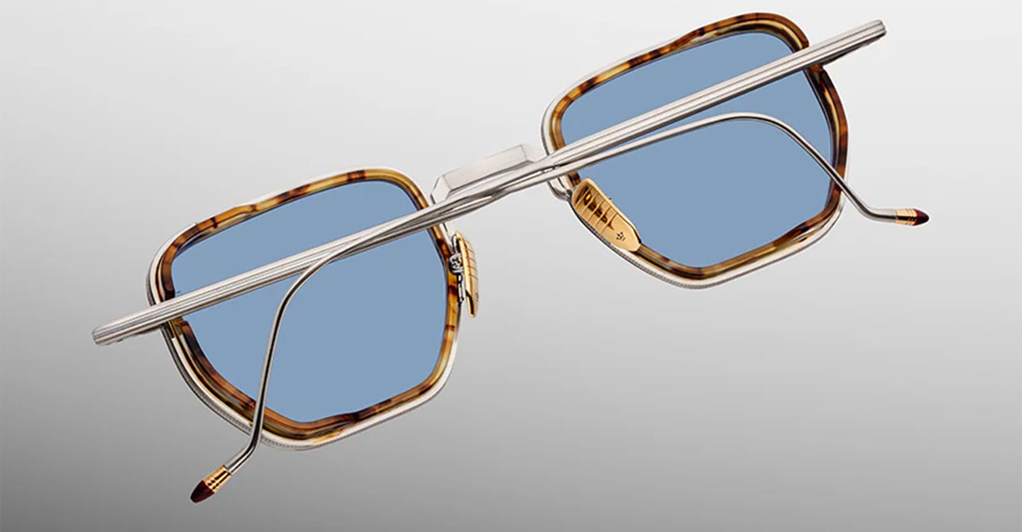 Ottica Mondello Roma - Jacques Marie Mage - JMMTK-13U - ATKINS - CAIRO - Titanium - shape Squared - Silver - EYEWEAR - SUNGLASSES - Uomo,Men - lens Blue - Made In Japan