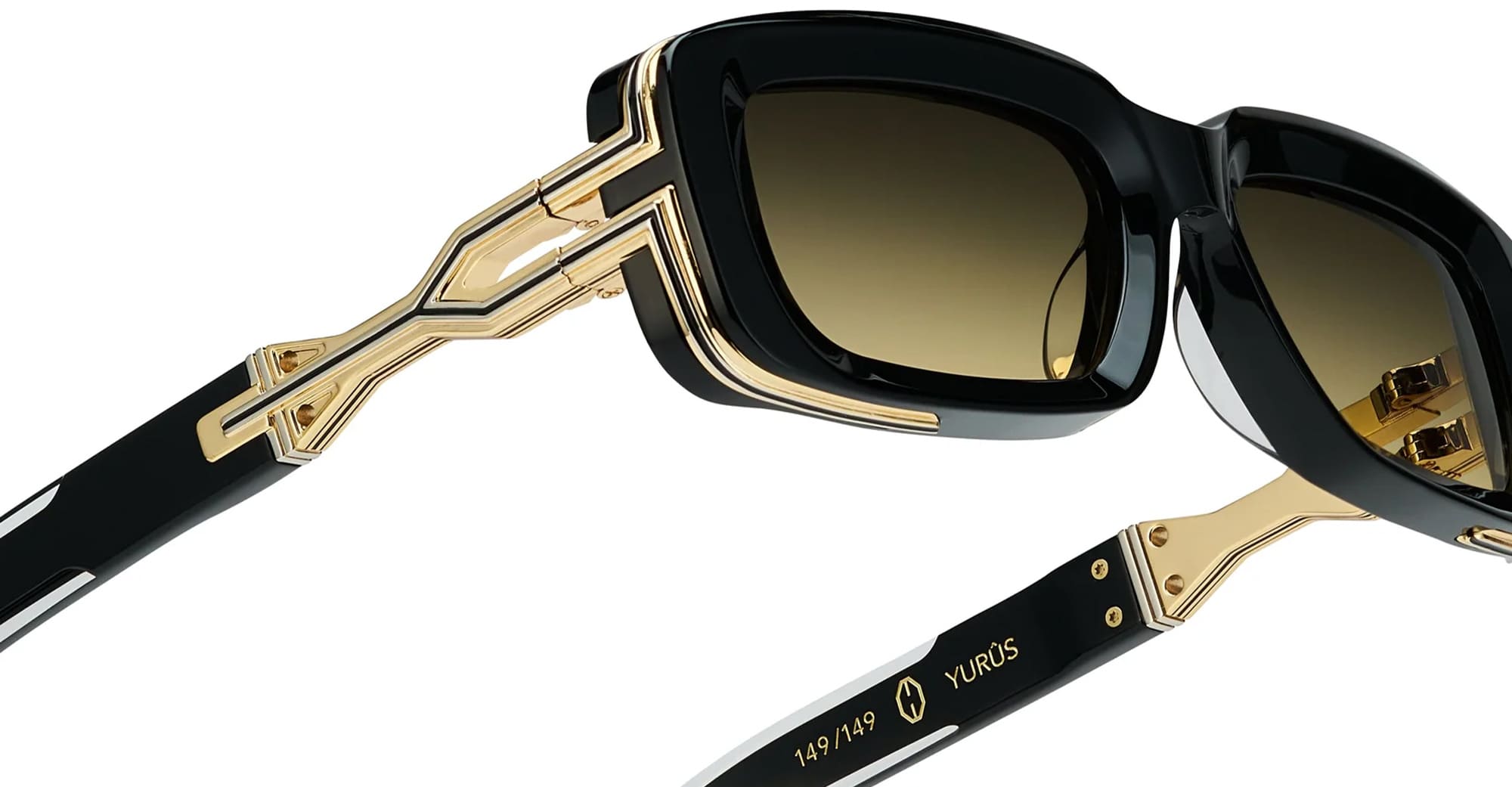 Ottica Mondello Roma - T HENRI - YSA - YURUS - ASTEROID - Acetate - shape Rectangular - Black, gold - EYEWEAR - SUNGLASSES - Unisex,Uomo,Donna,Women,Men - lens gradient yellow - Made In Japan