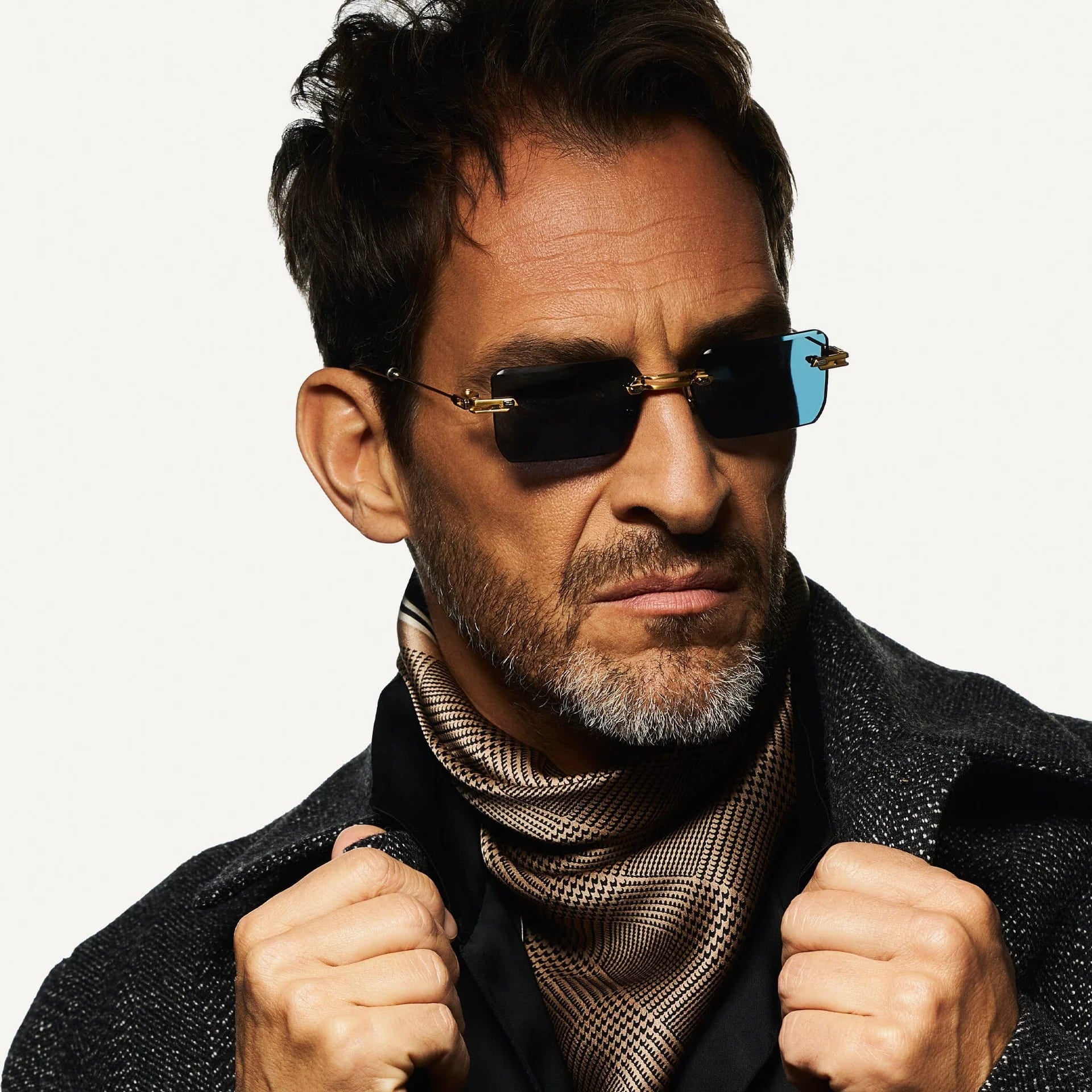 Ottica Mondello Roma - T HENRI - EML - EVIJA - L'OR BLEU - Titanium - shape Rectangular - Gold - EYEWEAR - SUNGLASSES - Unisex,Uomo,Donna,Women,Men - lens Blue - Made In Japan