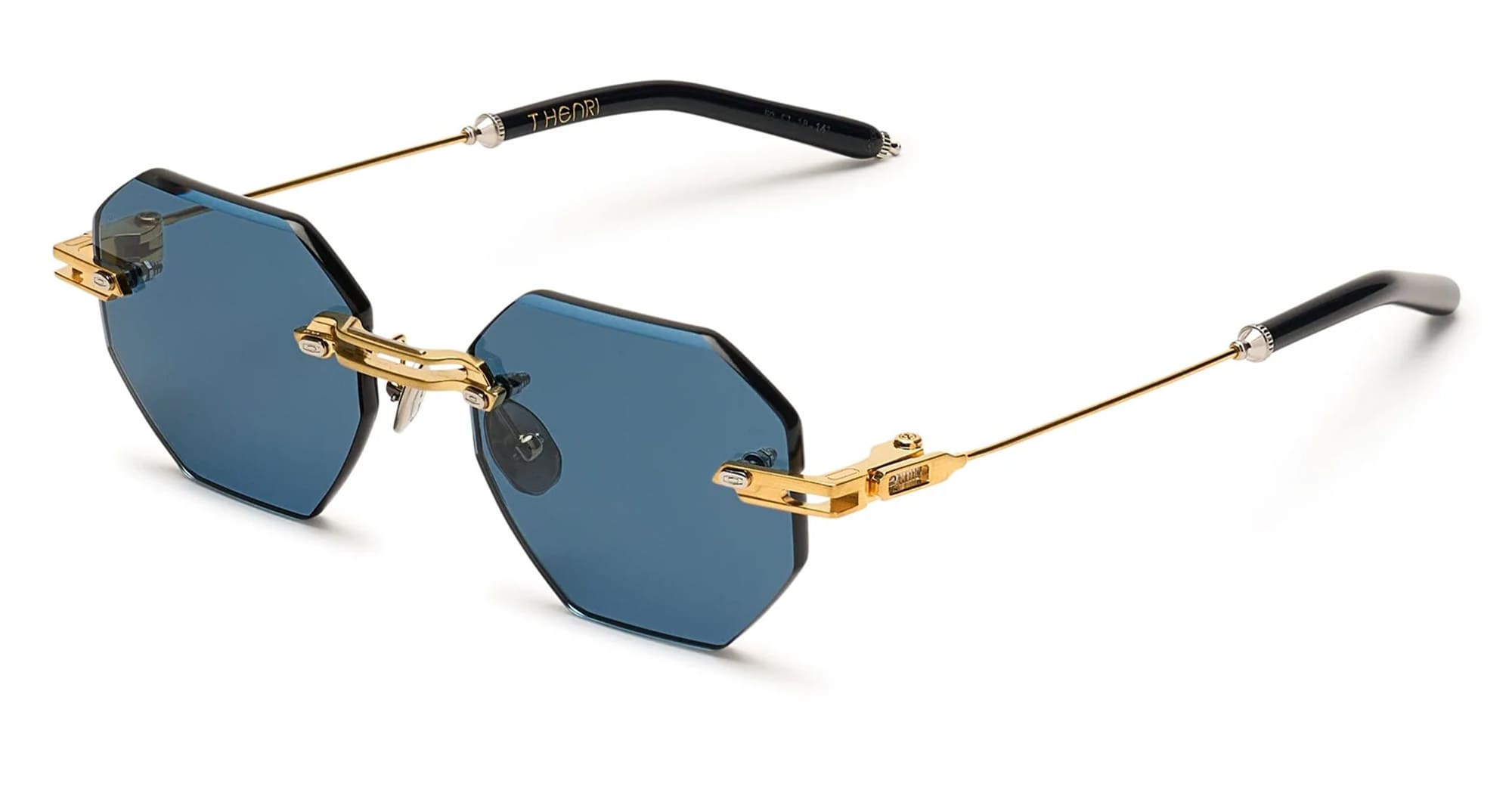Ottica Mondello Roma - T HENRI - TML - TROFEO - L'OR BLEU - Titanium - shape Octagonal - Gold - EYEWEAR - SUNGLASSES - Unisex,Uomo,Donna,Women,Men - lens Blue - Made In Japan