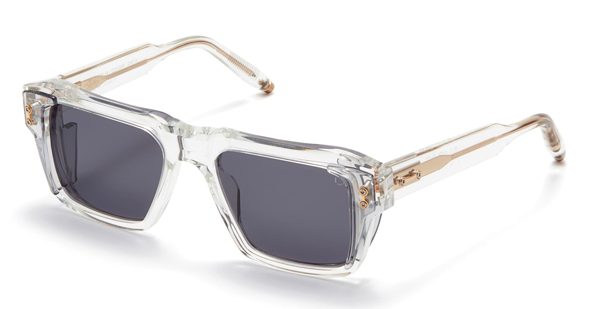 Ottica Mondello Roma - Akoni - AKS-105F-54 - HERCULES - CRYSTAL CLEAR / LIGHT GREY - Acetate - shape Squared - transparent gray - EYEWEAR - SUNGLASSES - Uomo,Men - lens Grey - Made In Japan