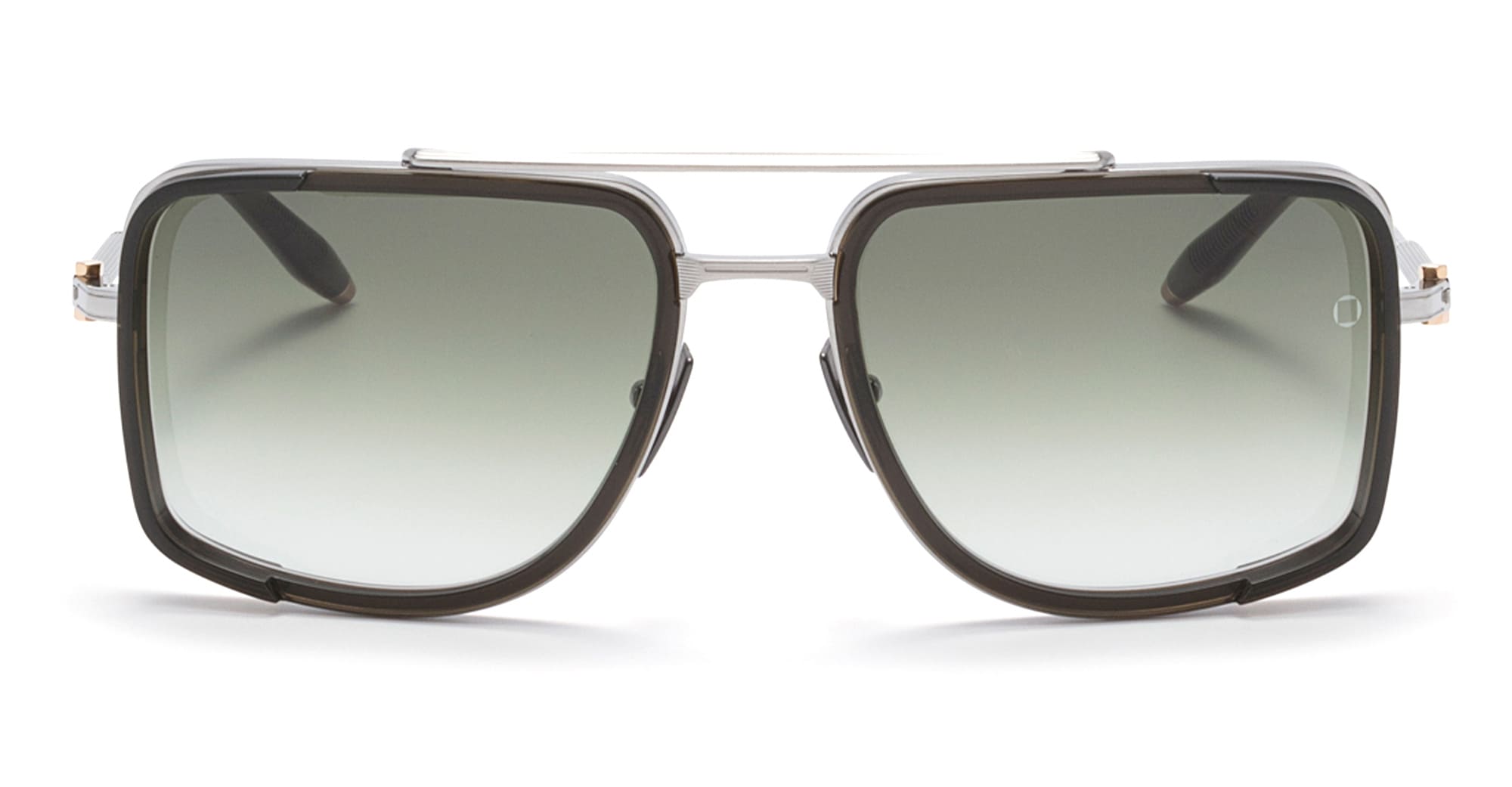 Ottica Mondello Roma - Akoni - AKS-500B-59 - STARGAZER - BRUSHED PALLADIUM / CRYSTAL OLIVE - Acetate, titanium - shape Rectangular - Olive - EYEWEAR - SUNGLASSES - Uomo,Men - lens Green - Made In Japan