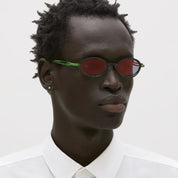 Ottica Mondello Roma - Kuboraum - KRSH18HB0000004R - MASK H18 HB - HAMBURGER BAHNHOF - Metal - shape Oval - green - EYEWEAR - SUNGLASSES - Unisex,Uomo,Donna,Women,Men - lens Gradient blue - Made In Italy