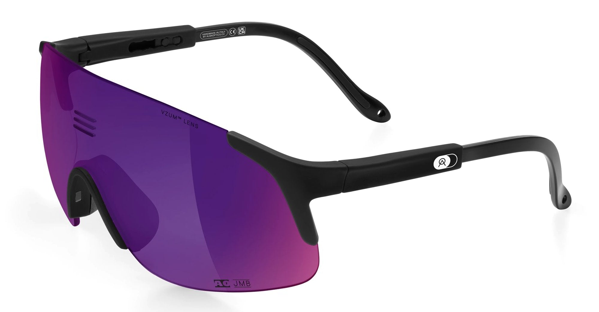 VZUM PLASMA - Tr90 - shape Mask - Black - EYEWEAR - SUNGLASSES - Unisex,Uomo,Donna,Women,Men - lens purple - Made In Italy