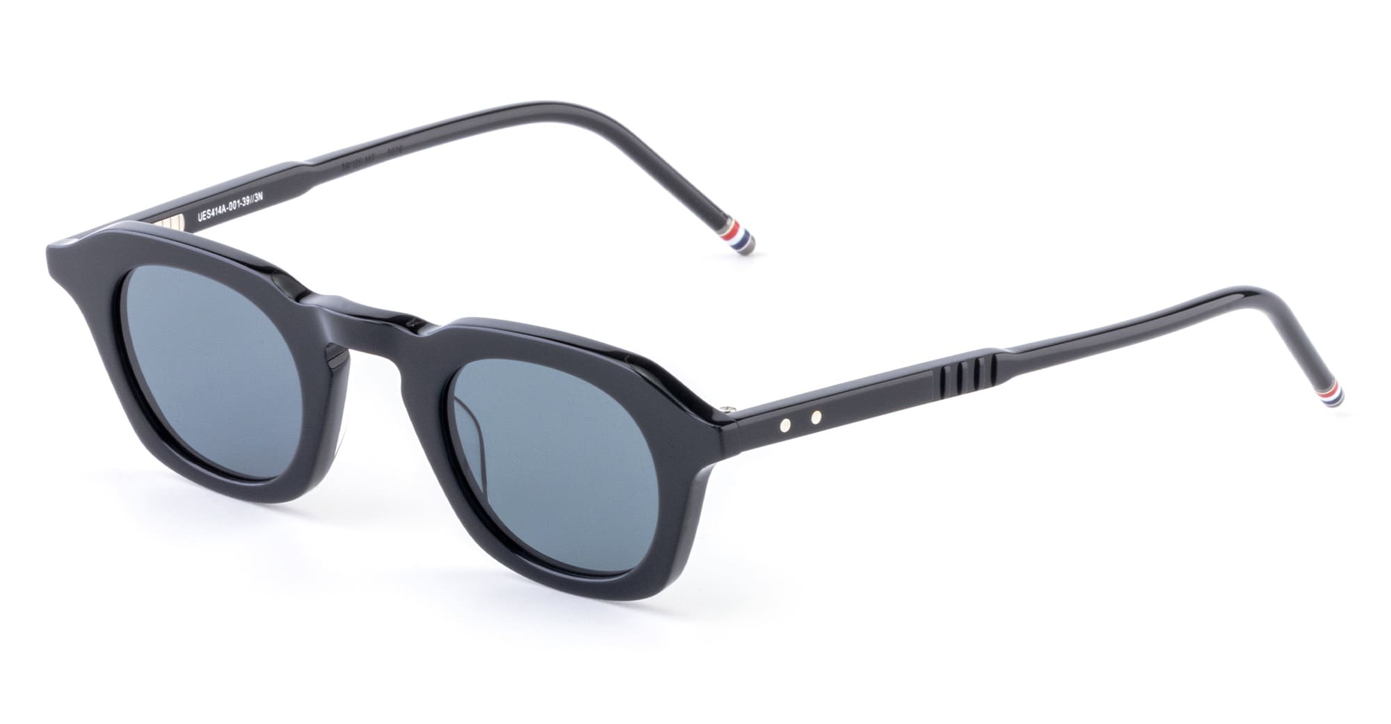 Ottica Mondello Roma - Thom Browne - UES414A-G0002-001-39 - OVAL - BLACK - Acetate - shape Oval - Black - EYEWEAR - SUNGLASSES - Unisex,Uomo,Donna,Women,Men - lens Blue - Made In Japan