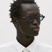 Ottica Mondello Roma - Kuboraum - KRS0P6MH0000002W - MASK P6 MH - MAHOGANY - Acetate - shape Oval - burgundy - EYEWEAR - SUNGLASSES - Unisex,Uomo,Donna,Women,Men - lens Blue - Made In Italy