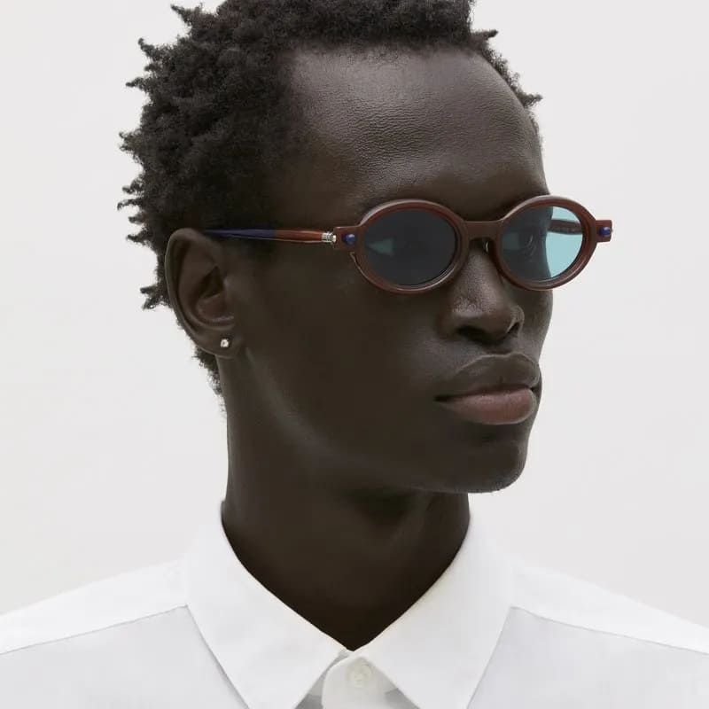 Ottica Mondello Roma - Kuboraum - KRS0P6MH0000002W - MASK P6 MH - MAHOGANY - Acetate - shape Oval - burgundy - EYEWEAR - SUNGLASSES - Unisex,Uomo,Donna,Women,Men - lens Blue - Made In Italy
