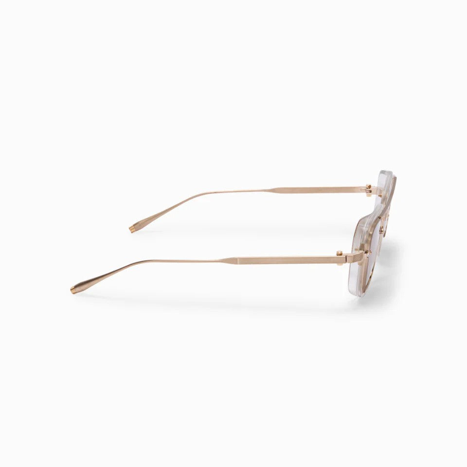 Ottica Mondello Roma - Akoni - AKS-537D-49 - JURA - CRYSTAL CLEAR - titanium, acetate - shape Squared - crystal clear, gold - EYEWEAR - SUNGLASSES - Unisex,Uomo,Donna,Women,Men - lens Gradient brown - Made In Japan