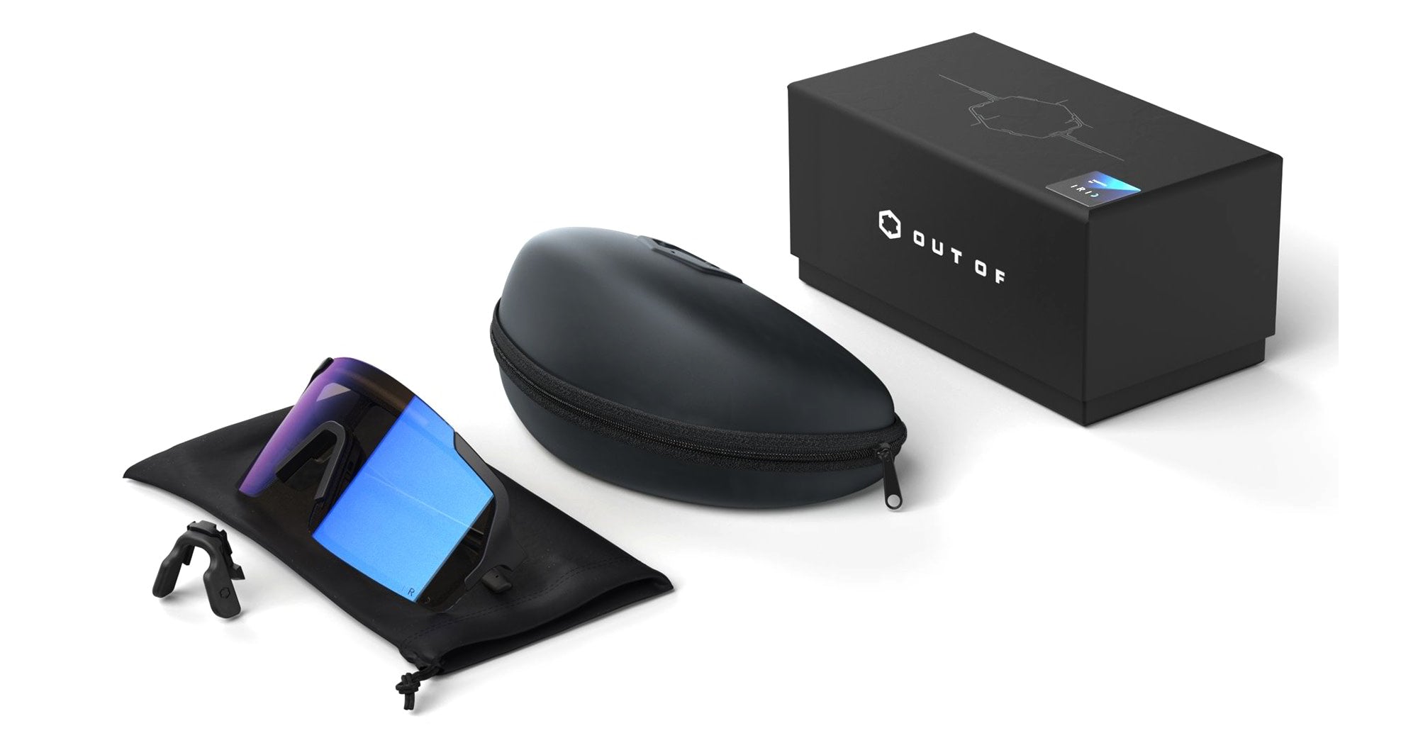 Ottica Mondello Roma - Out Of - XS185586M - Bot 3 LITE - Black / WHITE / IRID BLUE MEDIUM - Acetate - shape Mask - black, white - EYEWEAR - SUNGLASSES - Unisex,Uomo,Donna,Women,Men - lens Blue - Made In Italy