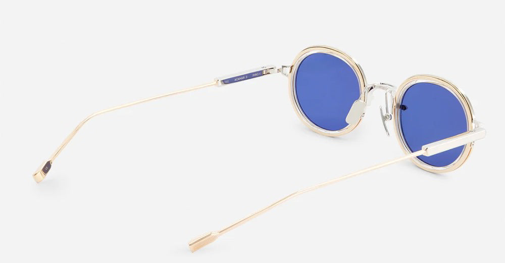 Ottica Mondello Roma - Sato - Acamar-II-P-RG-1 - ACAMAR II - Platinum / rose gold - Titanium - shape Oval - silver, gold - EYEWEAR - SUNGLASSES - Unisex,Uomo,Donna,Women,Men - lens Blue - Made In Japan
