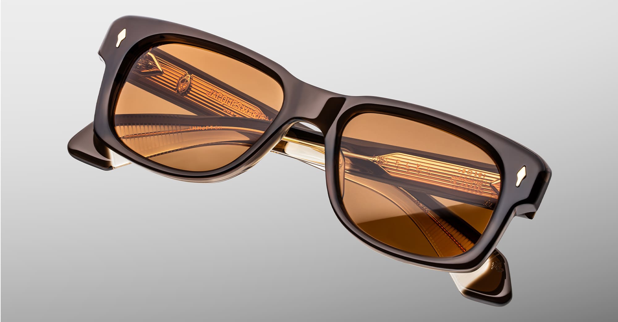 Ottica Mondello Roma - Jacques Marie Mage - JMMJFT-6H - JEFF GOLDBLUM FOR JMM: FLY - LONDON - Acetate - shape Rectangular - brown - EYEWEAR - SUNGLASSES - Unisex,Uomo,Donna,Women,Men - lens orange - Made In Japan