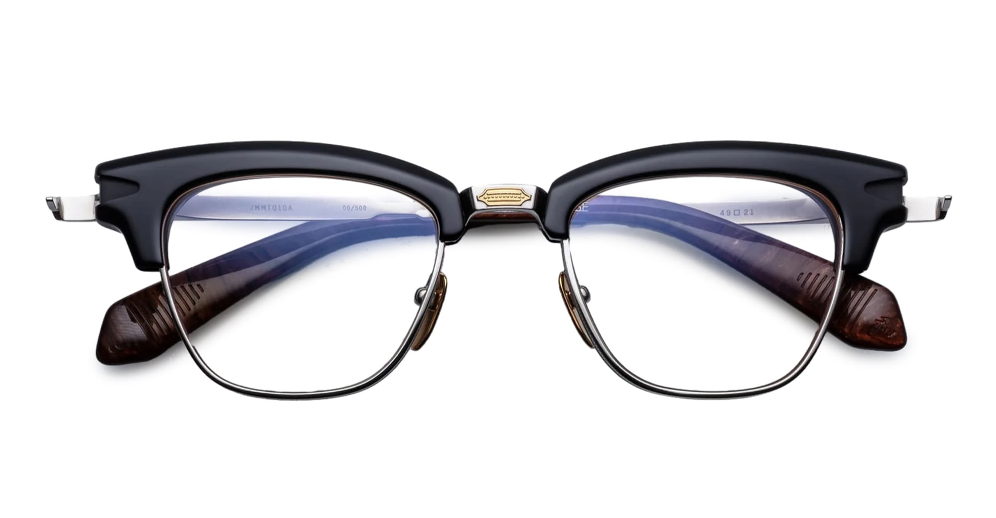 Ottica Mondello Roma - Jacques Marie Mage - JMMTQRX-10A - SARTRE - NOIR X (NEW VERSION) RX - Acetate, titanium - shape Clubmaster - black, brown - EYEWEAR - EYEGLASSES - Unisex,Uomo,Donna,Women,Men - lens orange - Made In Japan