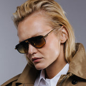 Ottica Mondello Roma - T HENRI - DMC008 - DROPHEAD - TRAVERSE - Titanium - shape Aviator - Black, gold - EYEWEAR - SUNGLASSES - Unisex,Uomo,Donna,Women,Men - lens Gradient brown - Made In Japan
