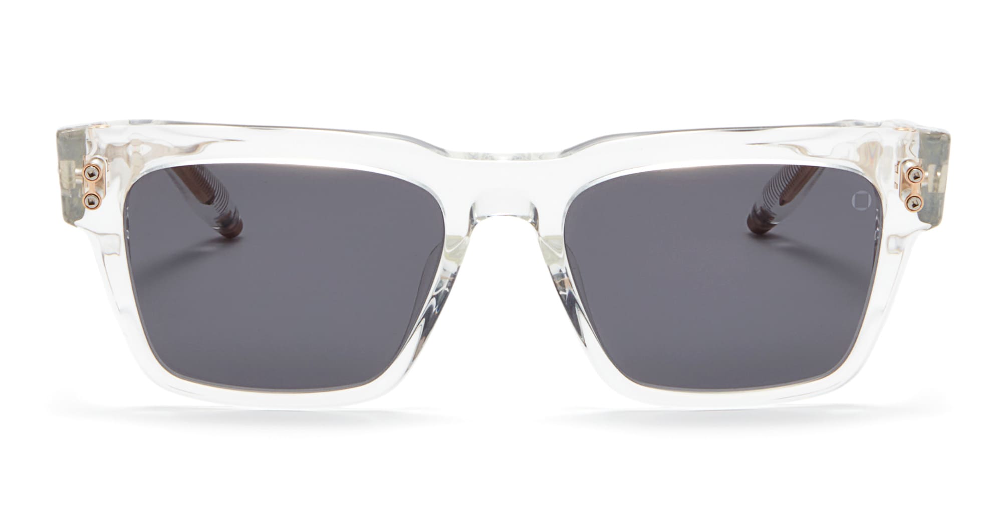 Ottica Mondello Roma - Akoni - AKS-113C-56 - COLUMBA - CRYSTAL CLEAR / WHITE GOLD - 56 - Acetate - shape Squared - transparent - EYEWEAR - SUNGLASSES - Unisex,Uomo,Donna,Women,Men - lens dark grey - Made In Japan