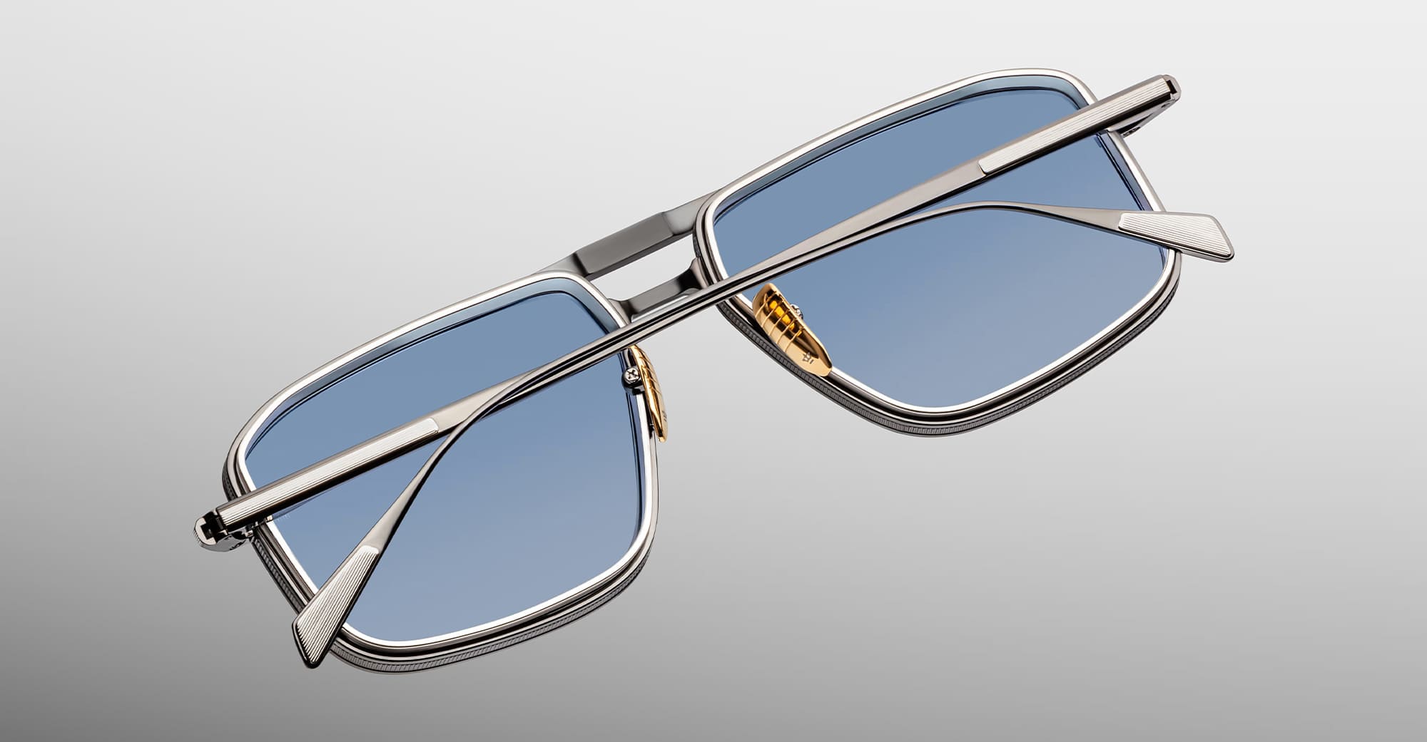Ottica Mondello Roma - Jacques Marie Mage - JMMER-2H - EARL - ANTIQUE SILVER - Titanium - shape Navigator - Silver - EYEWEAR - SUNGLASSES - Unisex,Uomo,Donna,Women,Men - lens Blue - Made In Japan