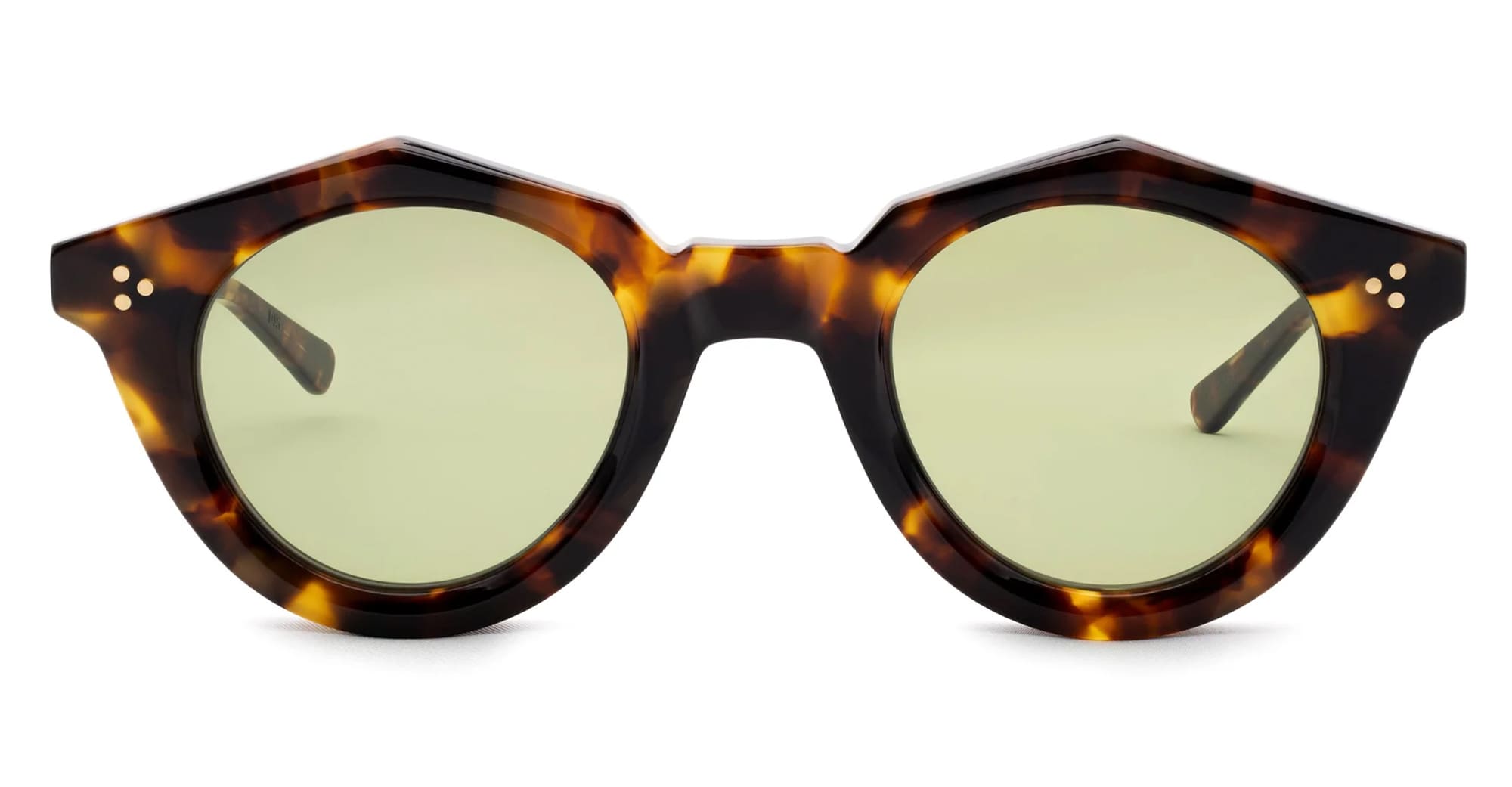  GREEN LENS - Acetate - shape Round - Tortoise - EYEWEAR - SUNGLASSES - Unisex,Uomo,Donna,Women,Men - lens Green - Made In Japan