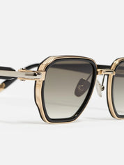 Ottica Mondello Roma - John Dalia - RICHY-C409 - RICHY - C409 Shiny Black / Yellow Gold / Platine - Acetate - shape Panto - Black, gold - EYEWEAR - SUNGLASSES - Unisex,Uomo,Donna,Women,Men - lens Gradient grey - Made In France