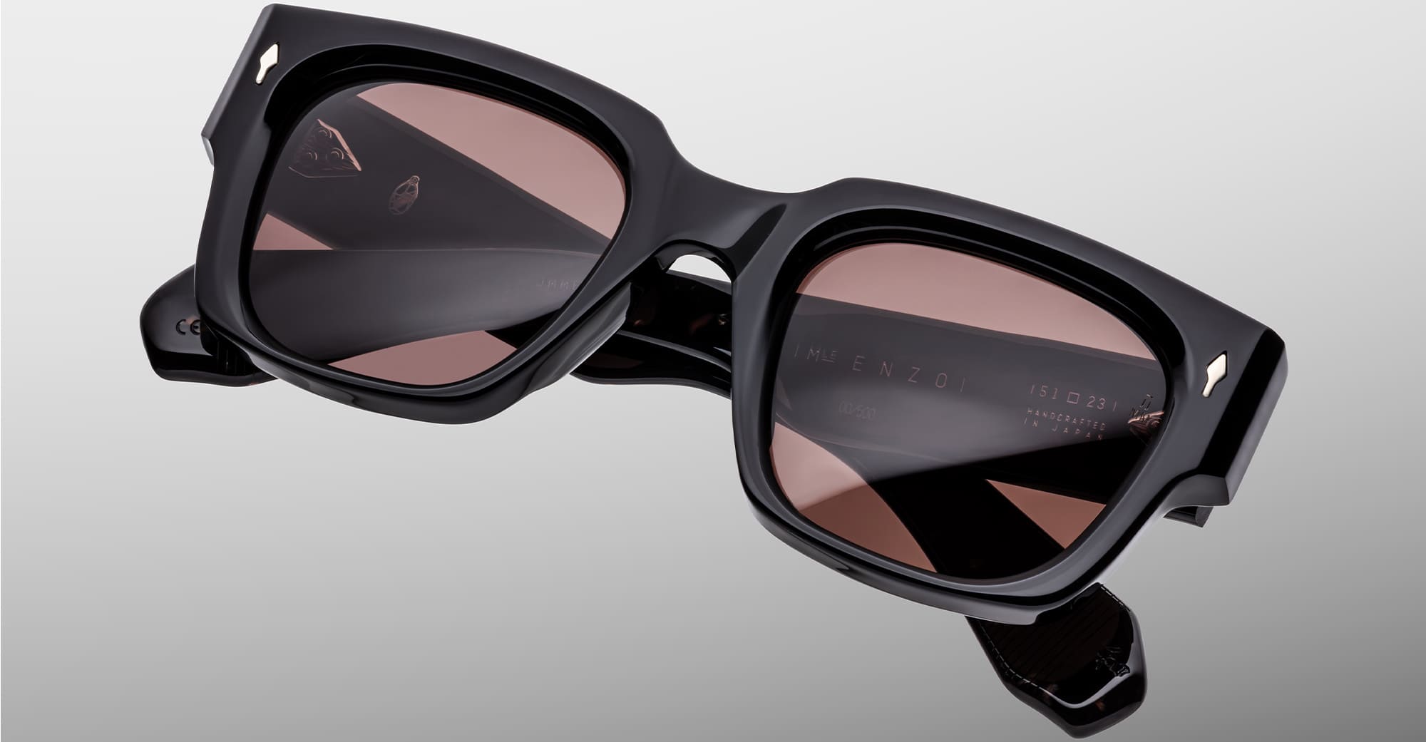 Ottica Mondello Roma - Jacques Marie Mage - JMMEZ-18K - ENZO - WILLOW - Acetate - shape Squared - Black - EYEWEAR - SUNGLASSES - Unisex,Uomo,Donna,Women,Men - lens Brown - Made In Japan