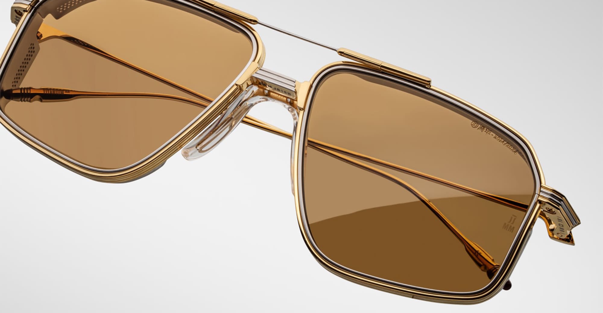 Ottica Mondello Roma - Jacques Marie Mage - JMMJG-16H - DECADE COLLECTION: JAGGER - ROMA - Titanium - shape Aviator - gold, silver - EYEWEAR - SUNGLASSES - Uomo,Men - lens honey - Made In Japan