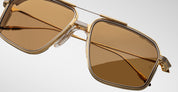 Ottica Mondello Roma - Jacques Marie Mage - JMMJG-16H - DECADE COLLECTION: JAGGER - ROMA - Titanium - shape Aviator - gold, silver - EYEWEAR - SUNGLASSES - Uomo,Men - lens honey - Made In Japan