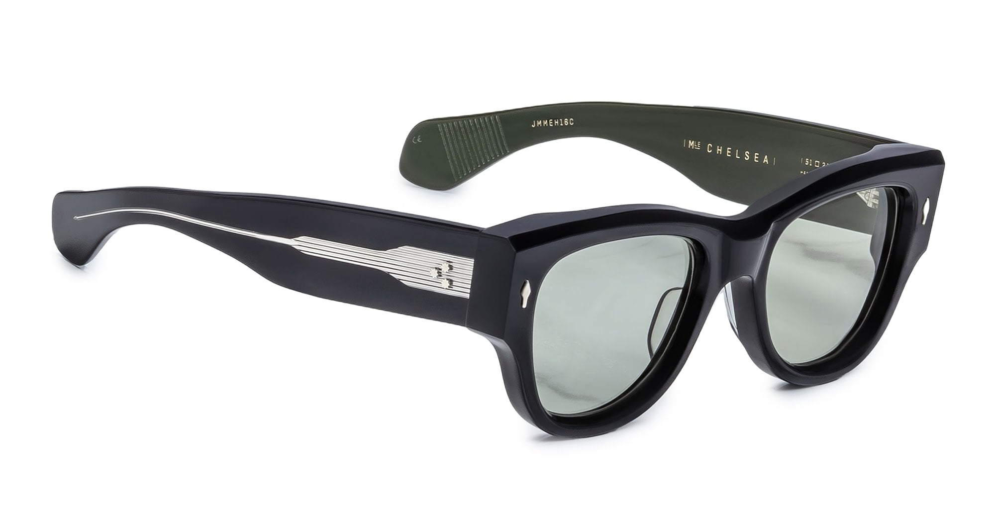 Ottica Mondello Roma - Jacques Marie Mage - JMMEH-16C - CHELSEA - COBRA - Acetate - shape Round - Black - EYEWEAR - SUNGLASSES - Unisex,Uomo,Donna,Women,Men - lens Green - Made In Japan