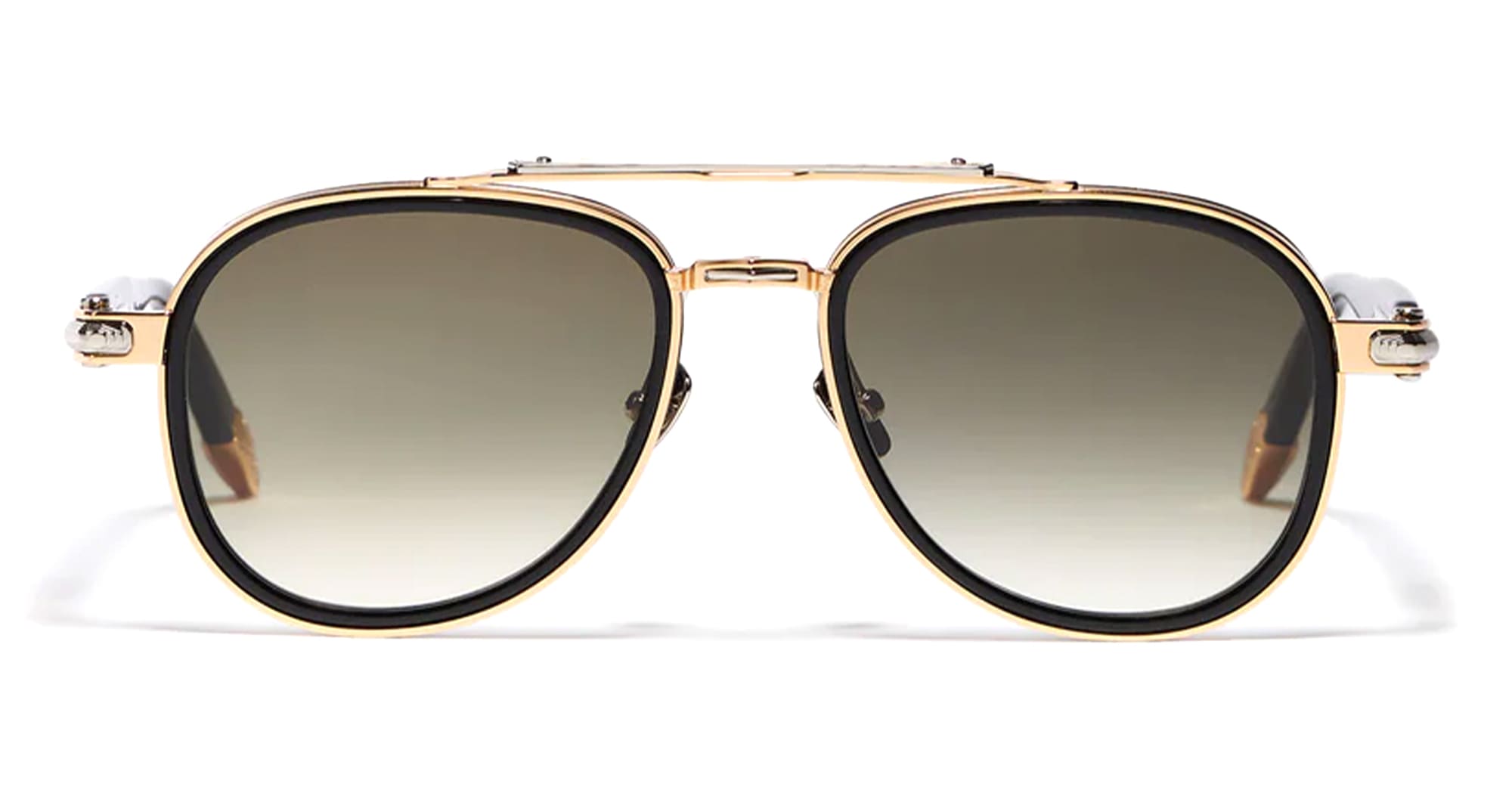  Platine  - Metal - shape Aviator - Black, gold - EYEWEAR - SUNGLASSES - Unisex,Uomo,Donna,Women,Men - lens Gradient green - Made In France