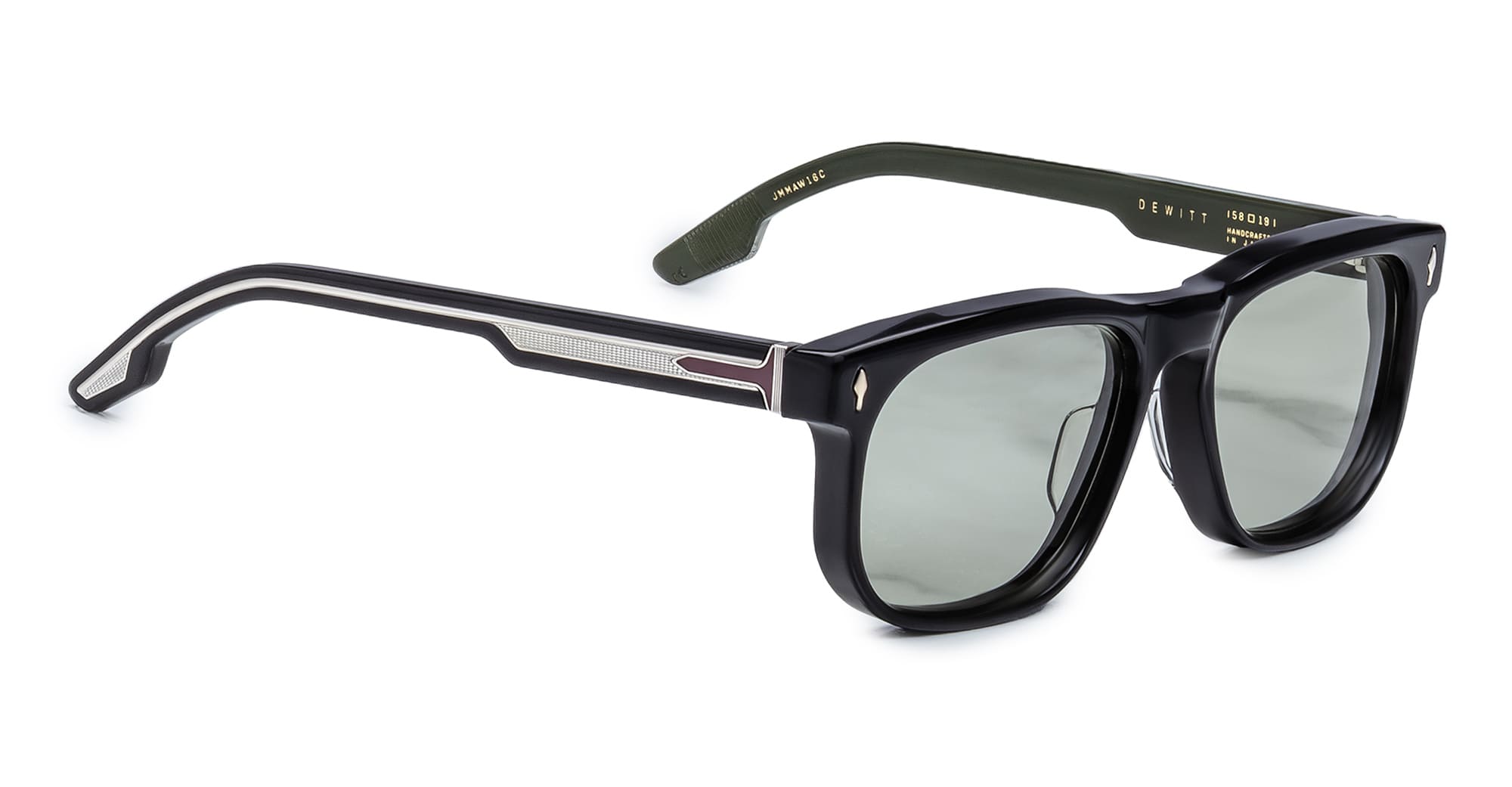 Ottica Mondello Roma - Jacques Marie Mage - JMMAW-16C - DEWITT - COBRA - Acetate - shape Rectangular - Black - EYEWEAR - SUNGLASSES - Unisex,Uomo,Donna,Women,Men - lens Green - Made In Japan