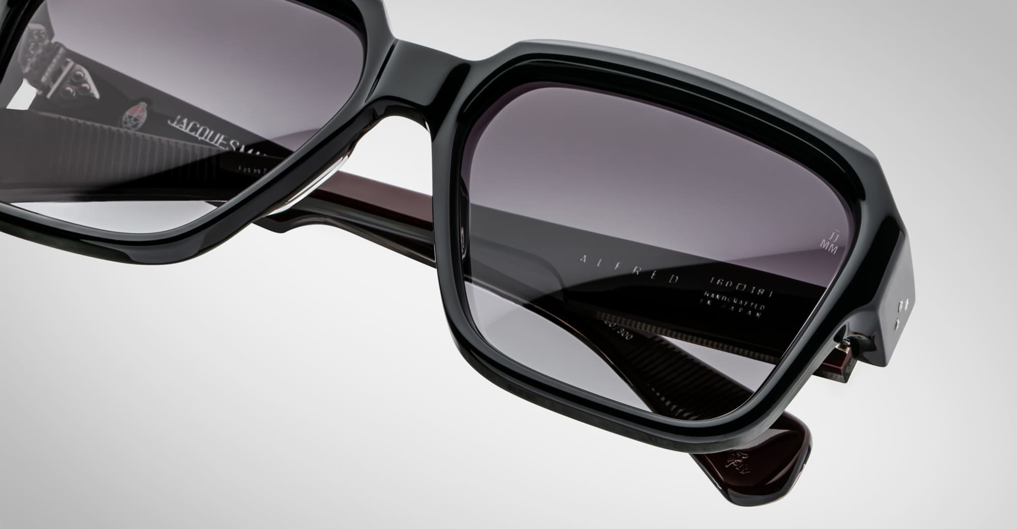 Ottica Mondello Roma - Jacques Marie Mage - JMMFR-6P - ALFRED - BLOODSTONE - Acetate - shape Squared - black, burgundy - EYEWEAR - SUNGLASSES - Unisex,Uomo,Donna,Women,Men - lens Black - Made In Japan
