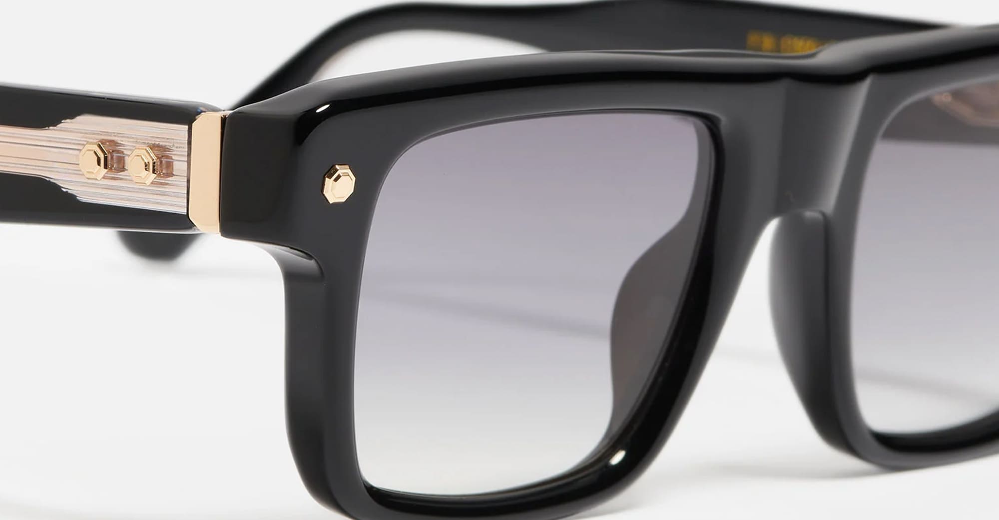 Ottica Mondello Roma - John Dalia - P18-C600-51 - PROJECT 18 (51) -  C600 Shiny Black / Yellow Gold - Acetate - shape Squared - Black, gold - EYEWEAR - SUNGLASSES - Unisex,Uomo,Donna,Women,Men - lens Grey - Made In France