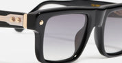 Ottica Mondello Roma - John Dalia - P18-C600-51 - PROJECT 18 (51) -  C600 Shiny Black / Yellow Gold - Acetate - shape Squared - Black, gold - EYEWEAR - SUNGLASSES - Unisex,Uomo,Donna,Women,Men - lens Grey - Made In France
