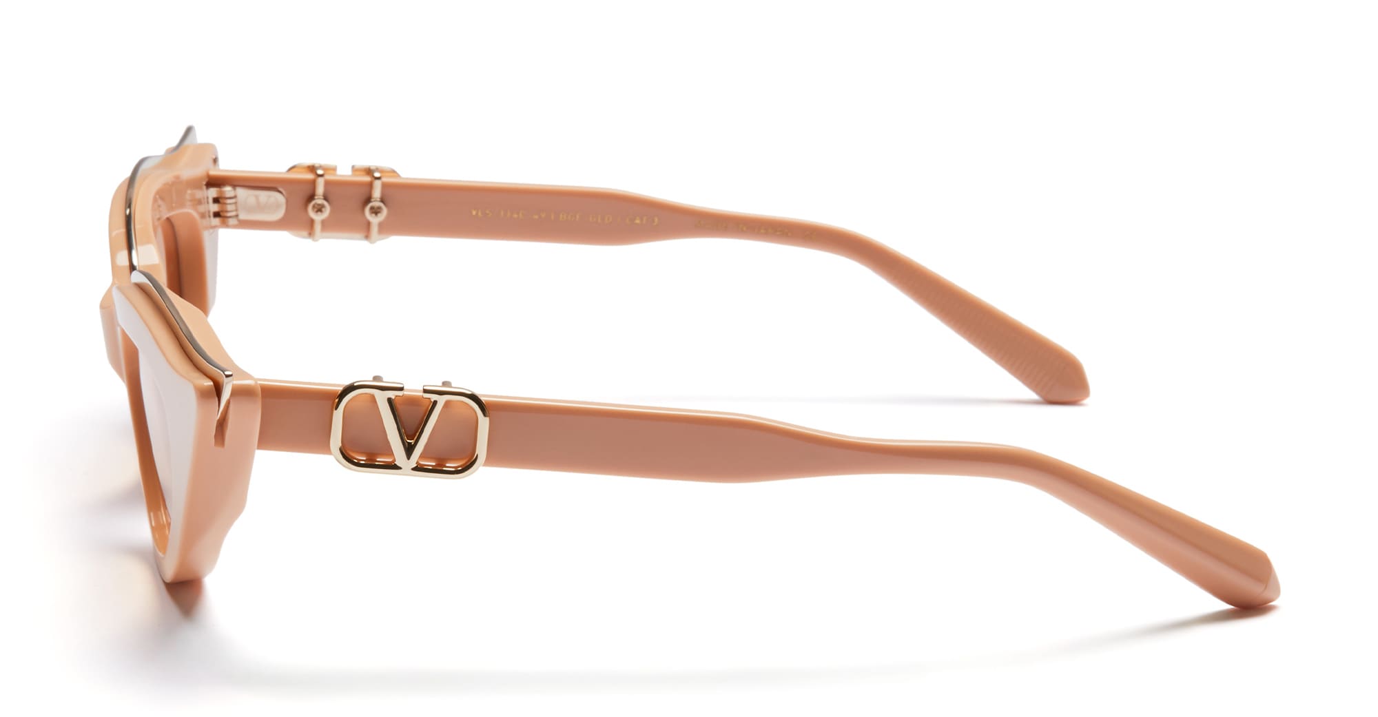 Ottica Mondello Roma - Valentino - VLS-114C-49 - V-GOLDCUT II - BEIGE / WHITE GOLD - Acetate, titanium - shape Cat-eye - beige - EYEWEAR - SUNGLASSES - Donna,Women - lens light brown - Made In Japan
