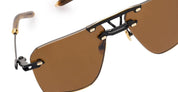 Ottica Mondello Roma - T HENRI - STR - SPEKTRE - TRAVERSE - Titanium - shape Squared - Black, gold - EYEWEAR - SUNGLASSES - Unisex,Uomo,Donna,Women,Men - lens Brown - Made In Japan