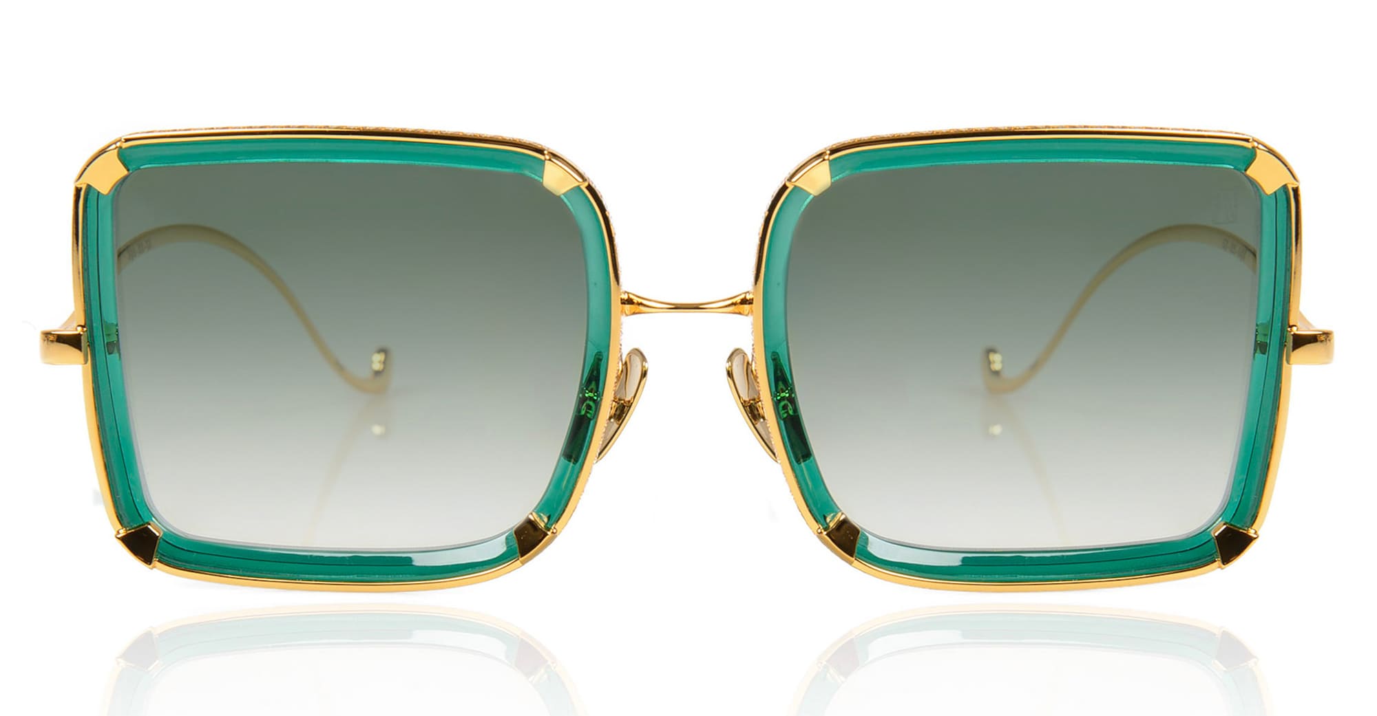 Ottica Mondello Roma - Anna-Karin Karlsson - S201-4505 - WHITE MOON - Emerald - acetate, stainless steel - shape Squared - gold, green - EYEWEAR - SUNGLASSES - Donna,Women - lens Gradient green - Made In Japan