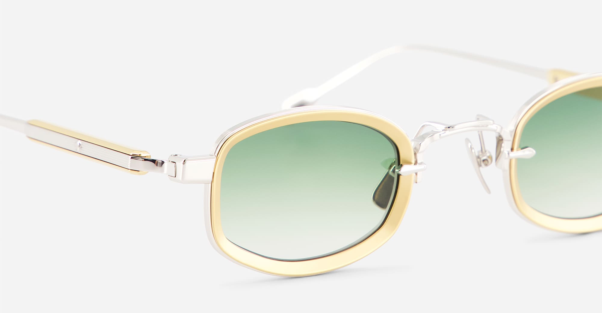 Ottica Mondello Roma - Sato - Aquila-P-YG-1 - AQUILA - PLATINUM / YELLOW GOLD - Acetate, titanium - shape Oval - silver, gold - EYEWEAR - SUNGLASSES - Unisex,Uomo,Donna,Women,Men - lens Gradient green - Made In Japan