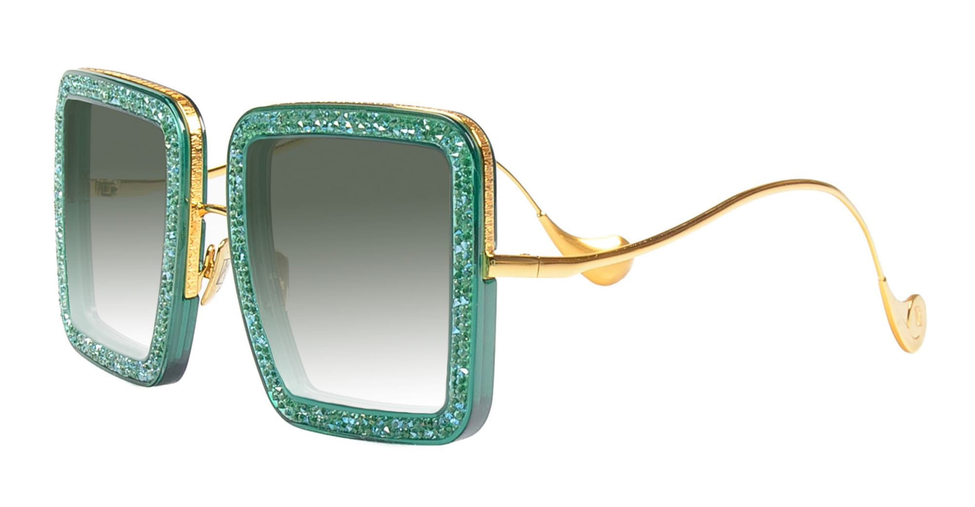 Ottica Mondello Roma - Anna-Karin Karlsson - S211-5203 - BEAMING SKY - Emerald - acetate, stainless steel - shape Squared - gold, green - EYEWEAR - SUNGLASSES - Donna,Women - lens Gradient grey - Made In Japan