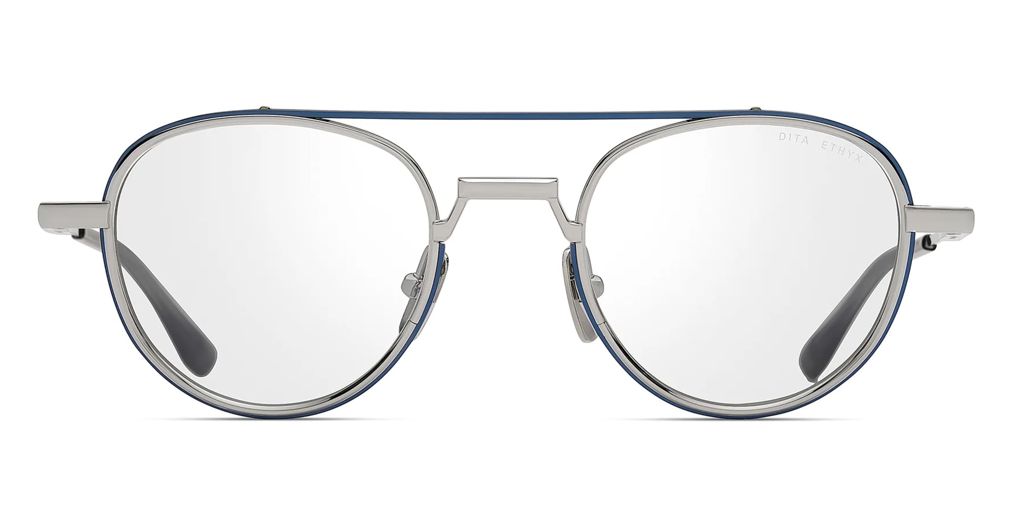 Ottica Mondello Roma - DITA - DTX189-A-03 - ETHYX-  BLUE IRON / SILVER RX - titanium, acetate - shape Round - Silver, blue - EYEWEAR - EYEGLASSES - Unisex,Uomo,Donna,Women,Men - lens Clear - Made In Japan