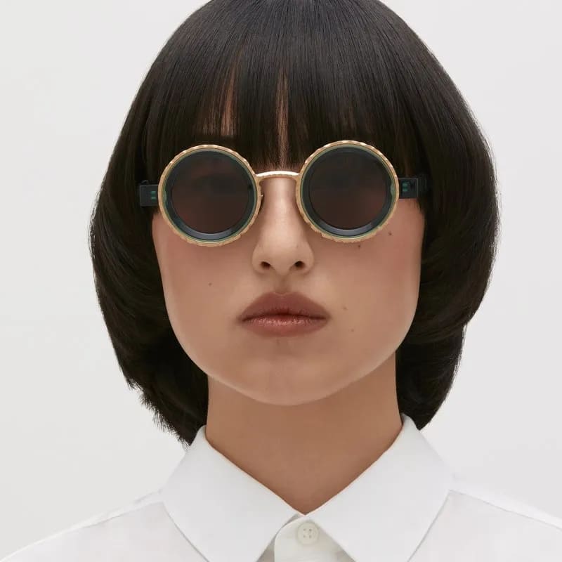 Ottica Mondello Roma - Kuboraum - KRS0Z3RF0000002Y - MASK Z3 RF - LIGHT GOLD / TRANSPARENT DARK GREEN - titanium, acetate - shape Round - gold, green - EYEWEAR - SUNGLASSES - Unisex,Uomo,Donna,Women,Men - lens Grey - Made In Italy