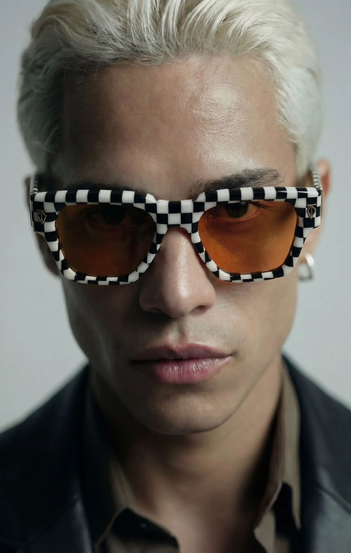 Ottica Mondello Roma - T HENRI - SIAF - SIAN - FINISHLINE - Acetate - shape Squared - black, white - EYEWEAR - SUNGLASSES - Unisex,Uomo,Donna,Women,Men - lens orange - Made In Japan