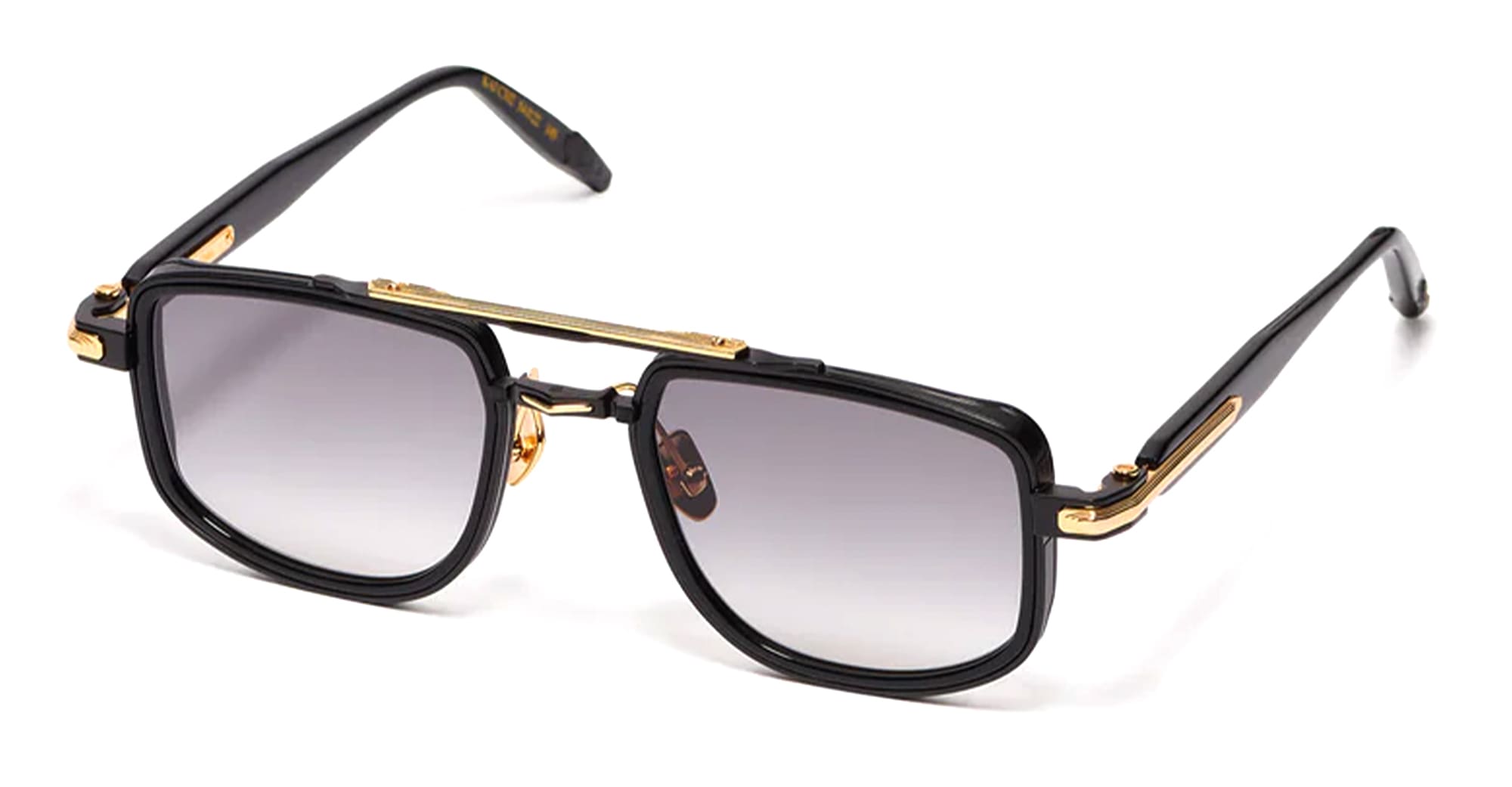 Ottica Mondello Roma - John Dalia - KAI-C302 - KAÏ - C302 Shiny Black / Carbon / Yellow Gold - Metal - shape Geometric - Black, gold - EYEWEAR - SUNGLASSES - Unisex,Uomo,Donna,Women,Men - lens Gradient grey - Made In France