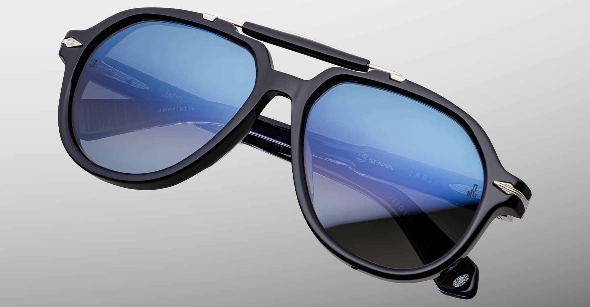 Ottica Mondello Roma - Jacques Marie Mage - JMMITR-11K - AYRTON SENNA BY JMM: 1991 - REGAL - Acetate - shape Pilot - blue - EYEWEAR - SUNGLASSES - Unisex,Uomo,Donna,Women,Men - lens Gradient blue - Made In Japan