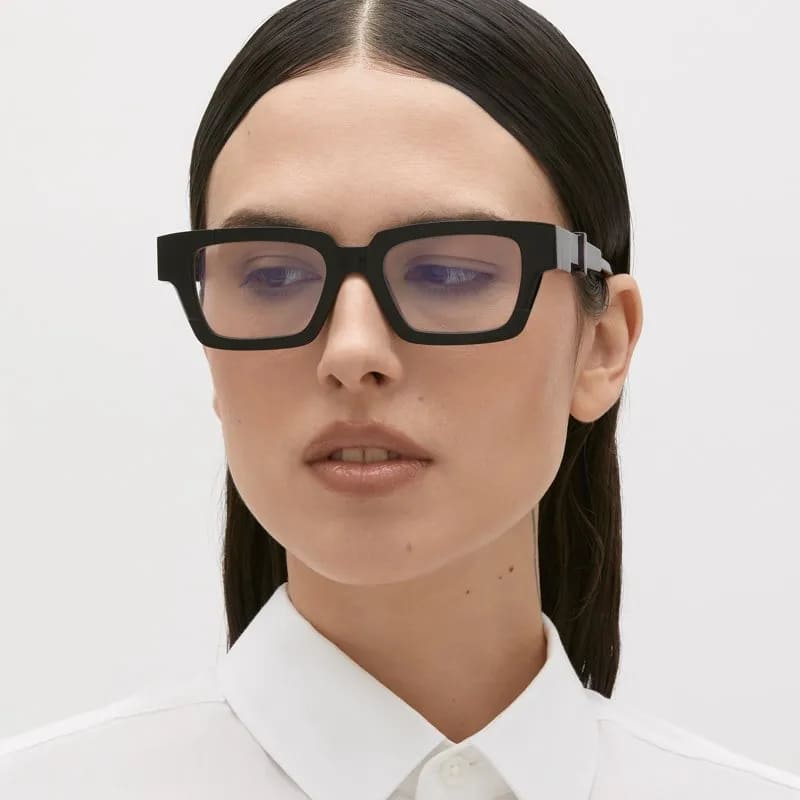 Ottica Mondello Roma - Kuboraum - KROI01BS000000OP - MASK I01 BS - BLACK SHINE RX - Acetate - shape Rectangular - Black - EYEWEAR - EYEGLASSES - Unisex,Uomo,Donna,Women,Men - lens Clear - Made In Italy