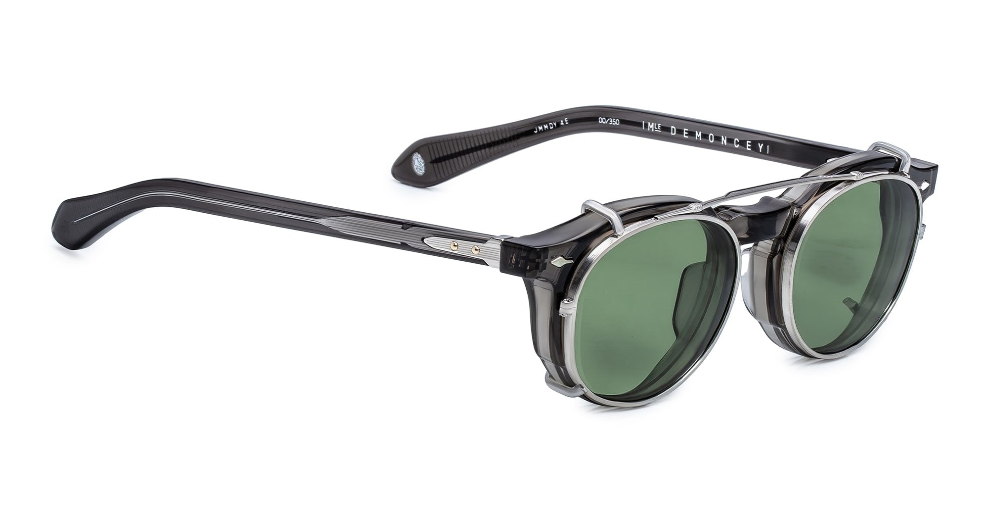 Ottica Mondello Roma - Jacques Marie Mage - JMMDYCP-41 - DEMONCEY CLIP ON - SILVER - Titanium - shape Round - Silver - EYEWEAR - SUNGLASSES - Unisex,Uomo,Donna,Women,Men - lens Green - Made In Japan