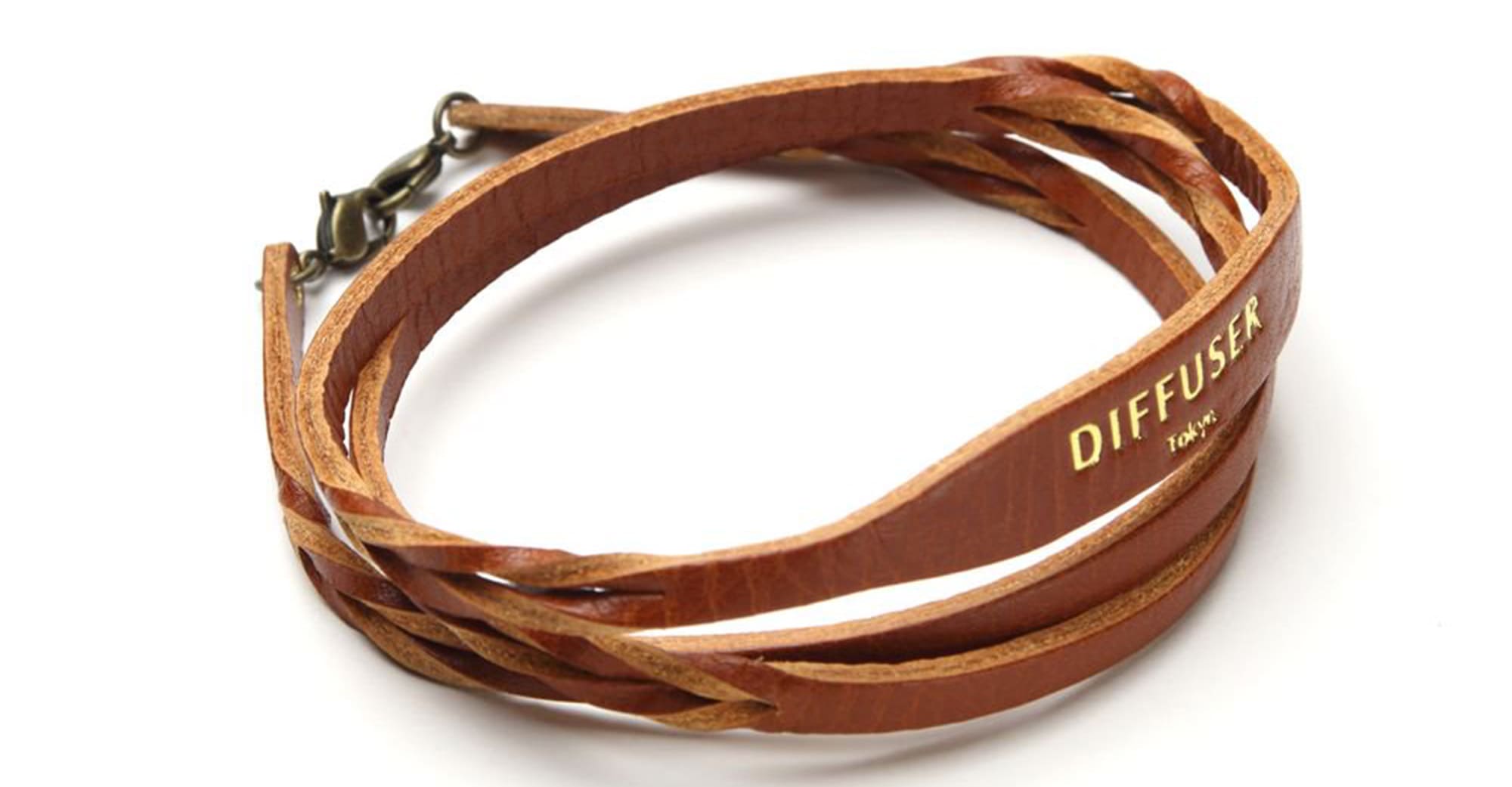Twisted leather soft bracelet cord - orange