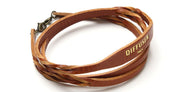 Twisted leather soft bracelet cord - orange
