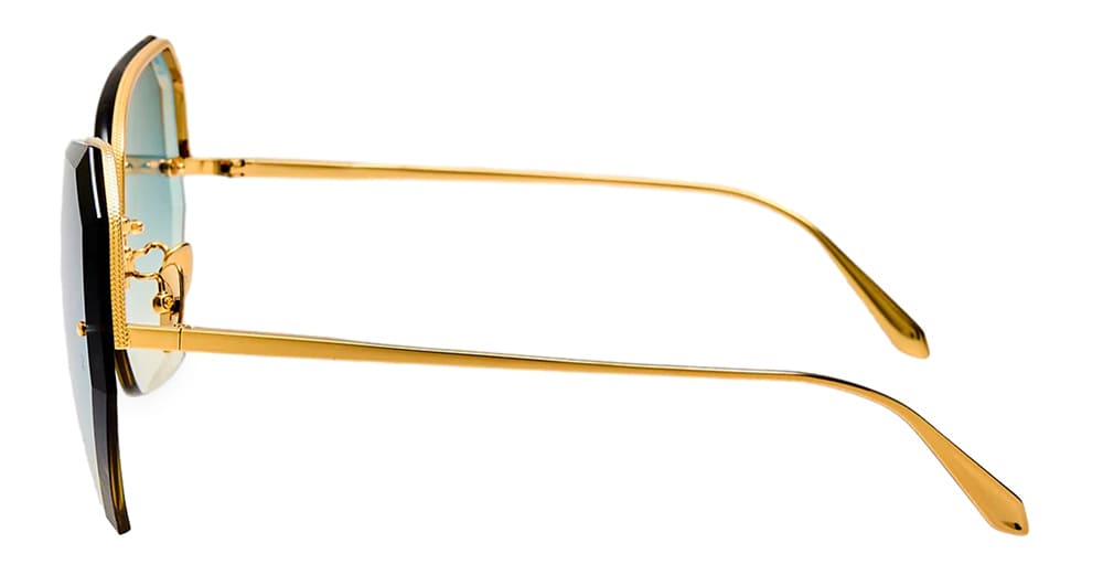 Ottica Mondello Roma - LINDA FARROW - LFL1546C2SUN - LILA - YELLOW GOLD / AQUA - Titanium - shape Butterfly - Gold - EYEWEAR - SUNGLASSES - Donna,Women - lens Gradient blue - Made In Japan