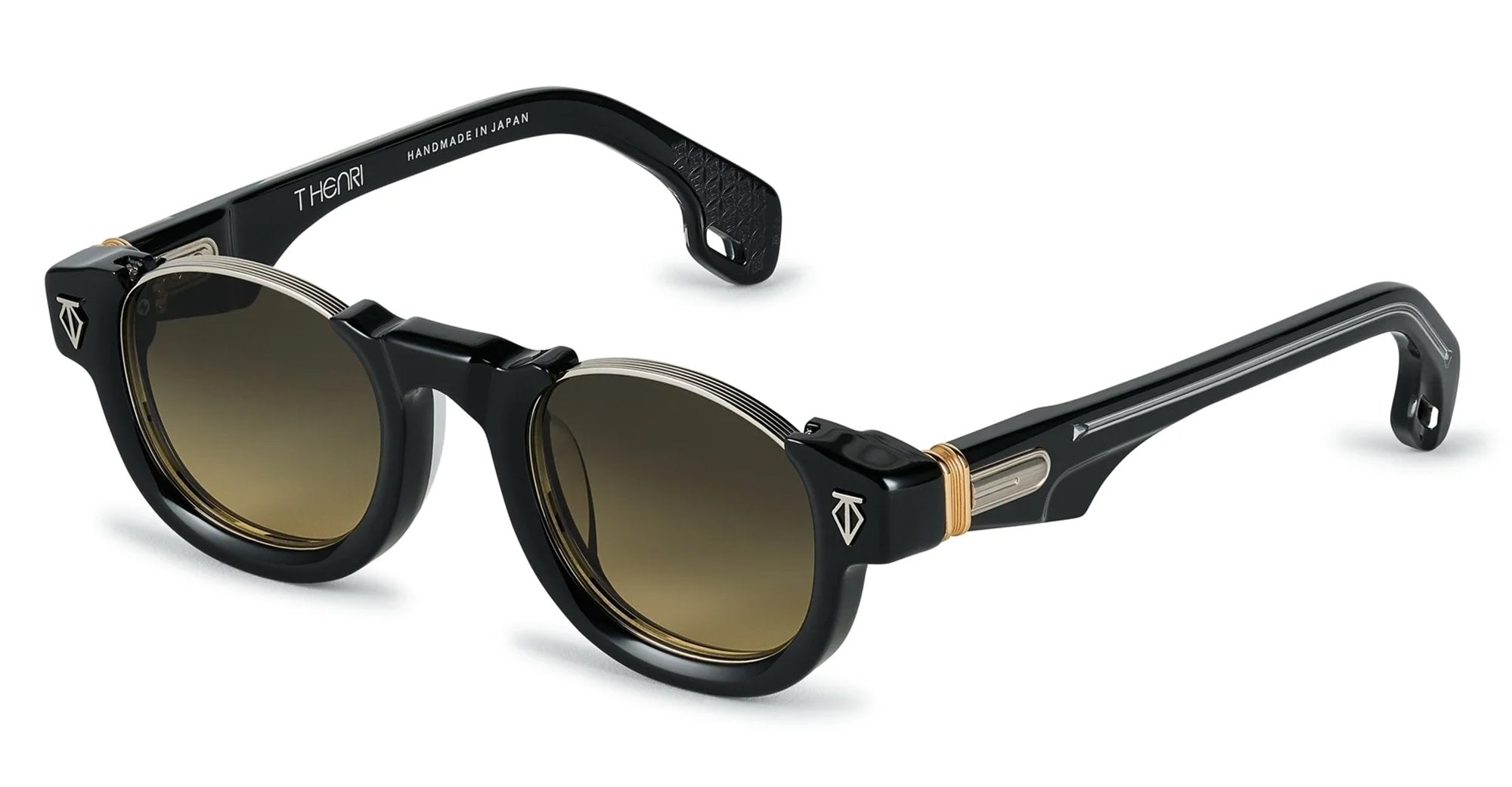 Ottica Mondello Roma - T HENRI - DCS - DIABLO - SHADOW II - Acetate, titanium - shape Round - black, silver - EYEWEAR - SUNGLASSES - Unisex,Uomo,Donna,Women,Men - lens Gradient brown - Made In Japan