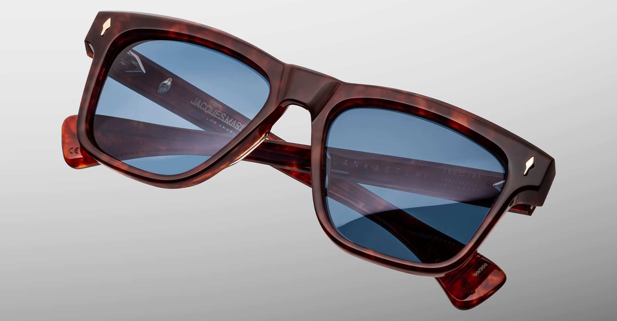 Ottica Mondello Roma - Jacques Marie Mage - JMMLS-7U - LANKASTER - BRECCIA - Acetate - shape Squared - Havana - EYEWEAR - SUNGLASSES - Unisex,Uomo,Donna,Women,Men - lens Gradient blue - Made In Japan